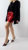 Red sequined mini skirt