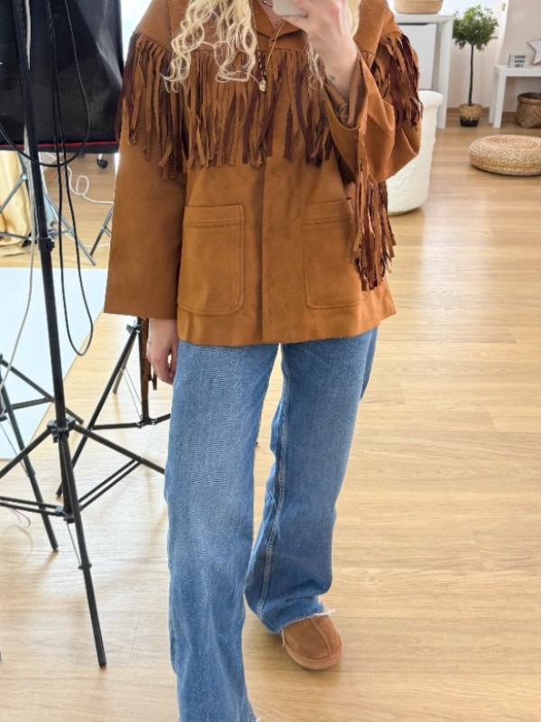 Brown suede fringed jacket