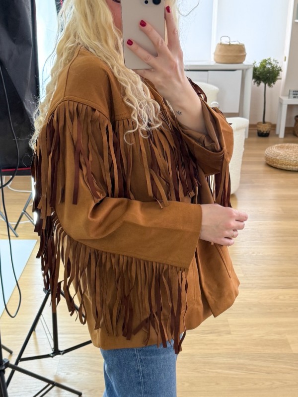 Brown suede fringed jacket