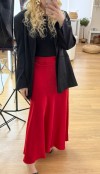 Red sateen maxi skirt