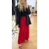 Red sateen maxi skirt