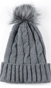 Faux fur detailedgray barret