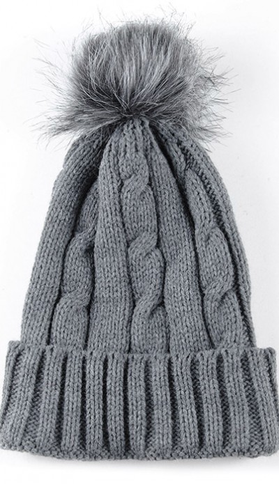 Kürklü yün bere gri