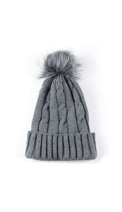 Kürklü yün bere gri Kürklü yün bere gri