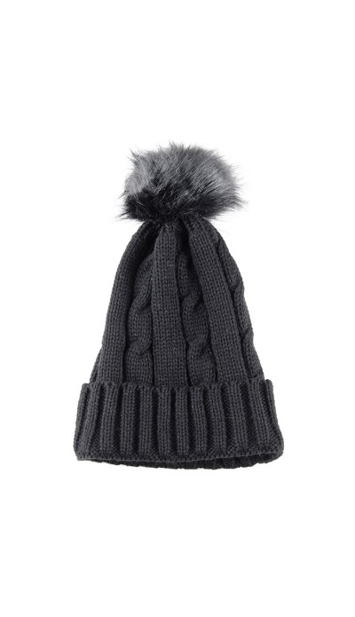 Kürklü yün bere siyah Kürklü yün bere siyah