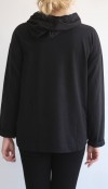 Siyah kapşonlu düz sweatshirt