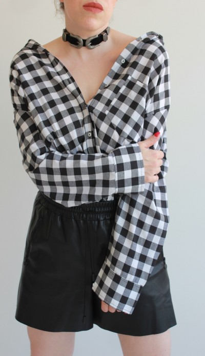 Siyah beyaz ekose oversize gömlek