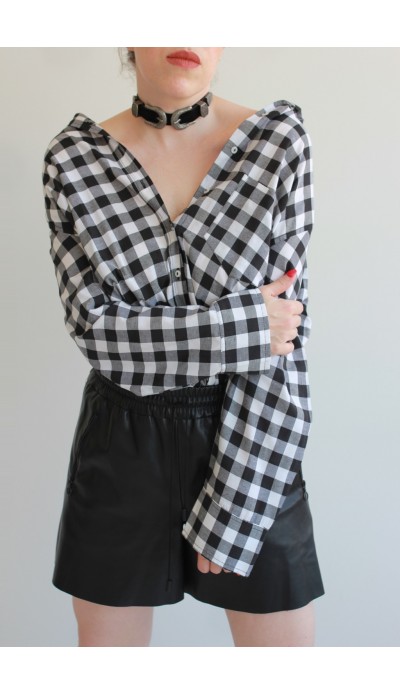 Siyah beyaz ekose oversize gömlek