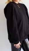 Siyah volanlı düz sweatshirt