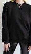 Shoulders frilled black sweatshirt