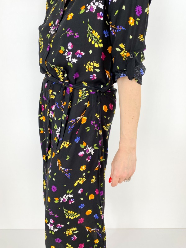 Flower printed shirt dress