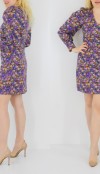 Flower printed purple mini dress