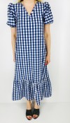 Checked frilled maxi dress