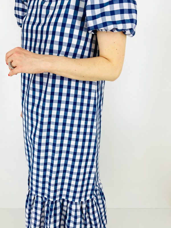 Checked frilled maxi dress