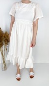 Fisto detaylı beyaz astarlı elbise