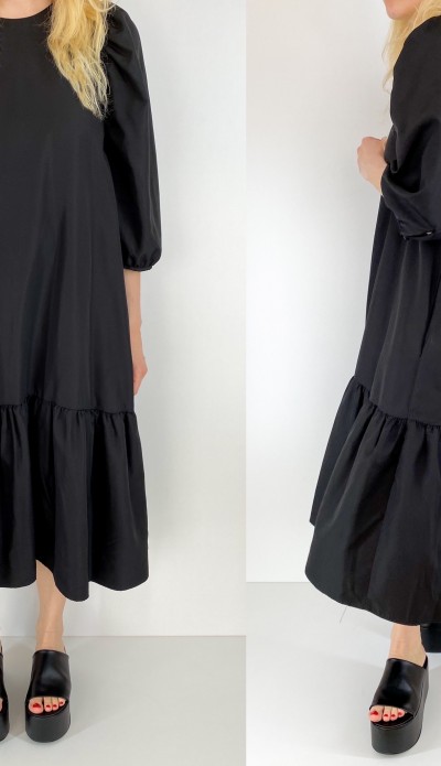 Siyah tafta volanlı elbise