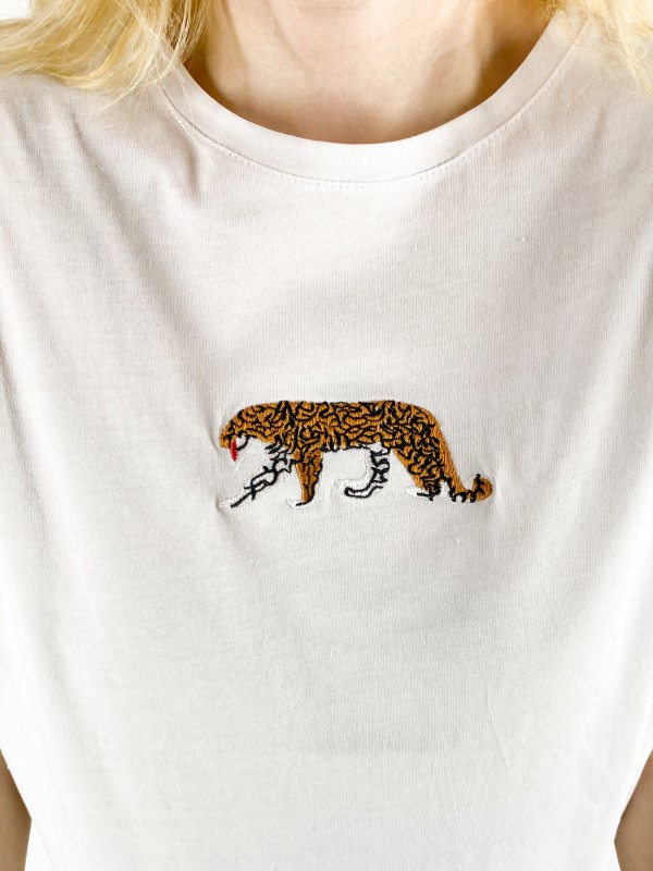 Tiger detailed white t-shirt