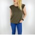 Haki vatkalı t-shirt