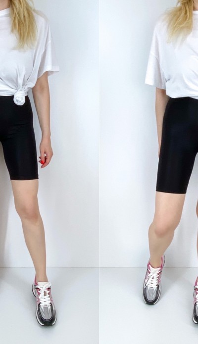 Siyah kısa bisikletçi tayt