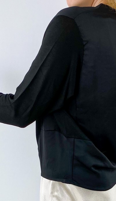 Kolları triko saten bluz