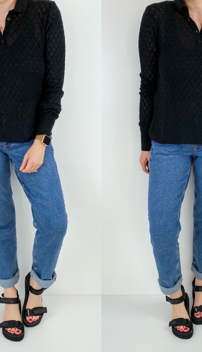 Siyah mevsimlik triko bluz