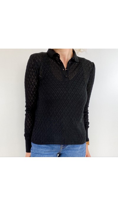 Siyah mevsimlik triko bluz