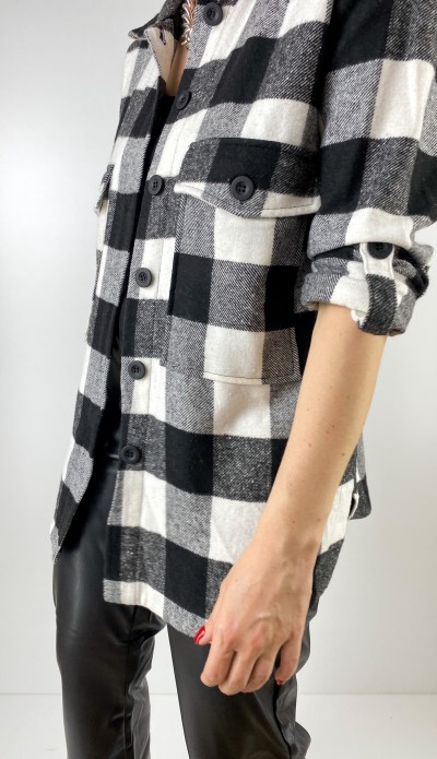 Siyah beyaz ekose gömlek ceket