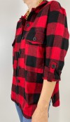 Red black checked shirt coat