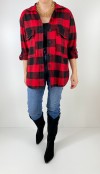 Red black checked shirt coat