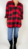 Red black checked shirt coat