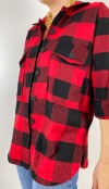 Red black checked shirt coat