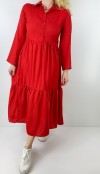 Kırmızı kat detaylı maksi elbise 