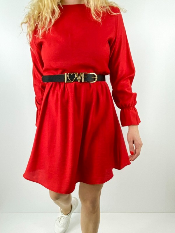 Kırmızı kloş elbise