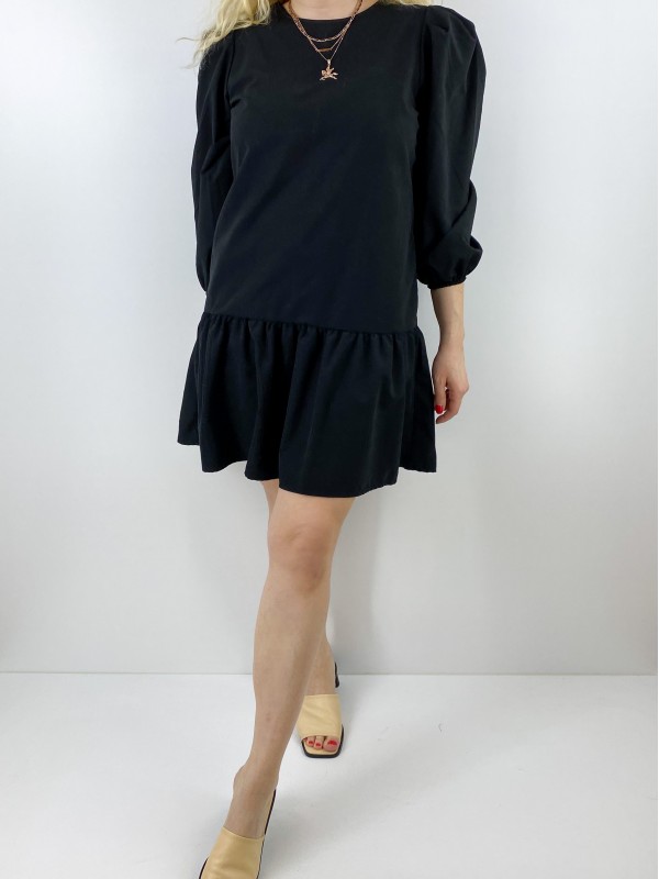 Frilled mini black dress