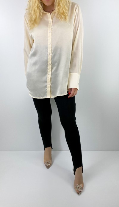 Krem saten gömlek