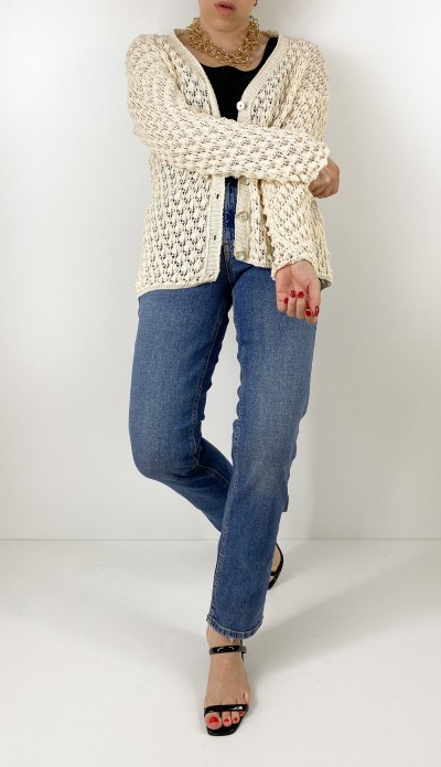 Krem rengi özel örme hırka