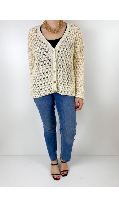 Krem rengi özel örme hırka