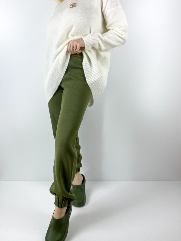 Khaki knit pants