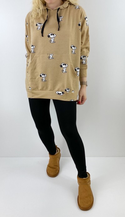 Karakter desenli kapşonlu sweatshirt