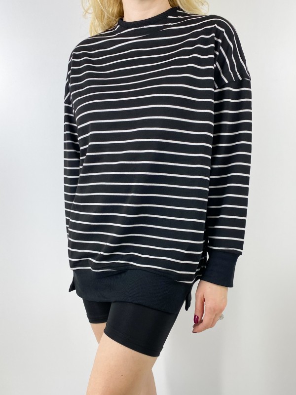 White striped black sweatshirt