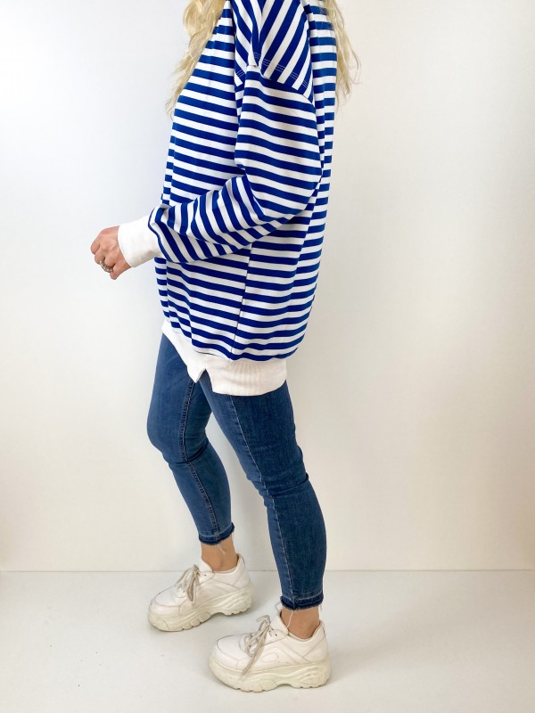 Blue striped sweatshirt