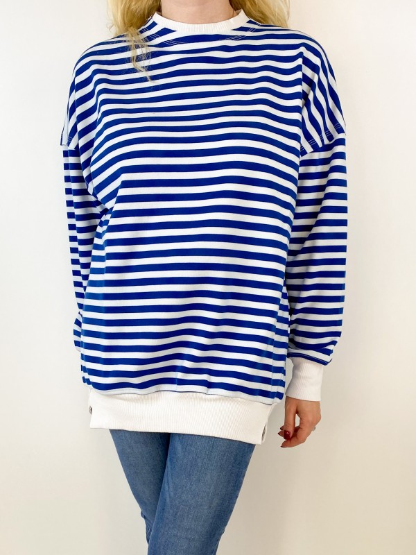 Blue striped sweatshirt