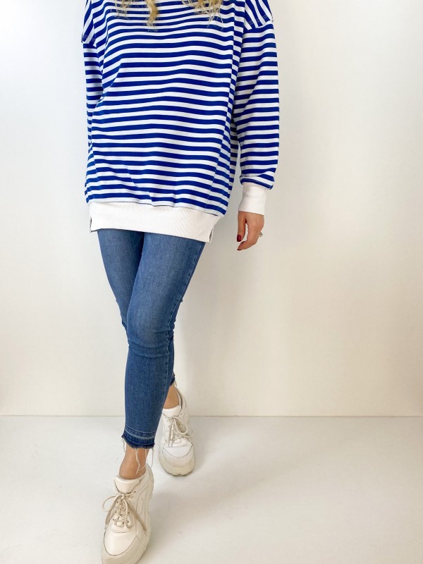 Blue striped sweatshirt