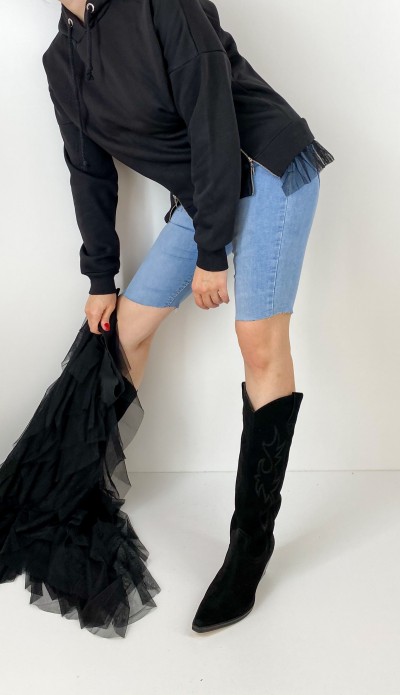 Tütü detaylı siyah sweatshirt