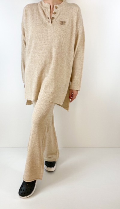 Bej renk bluz pantolon takım