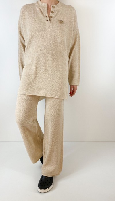 Bej renk bluz pantolon takım