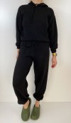 Siyah triko bluz jogger pantolon takım