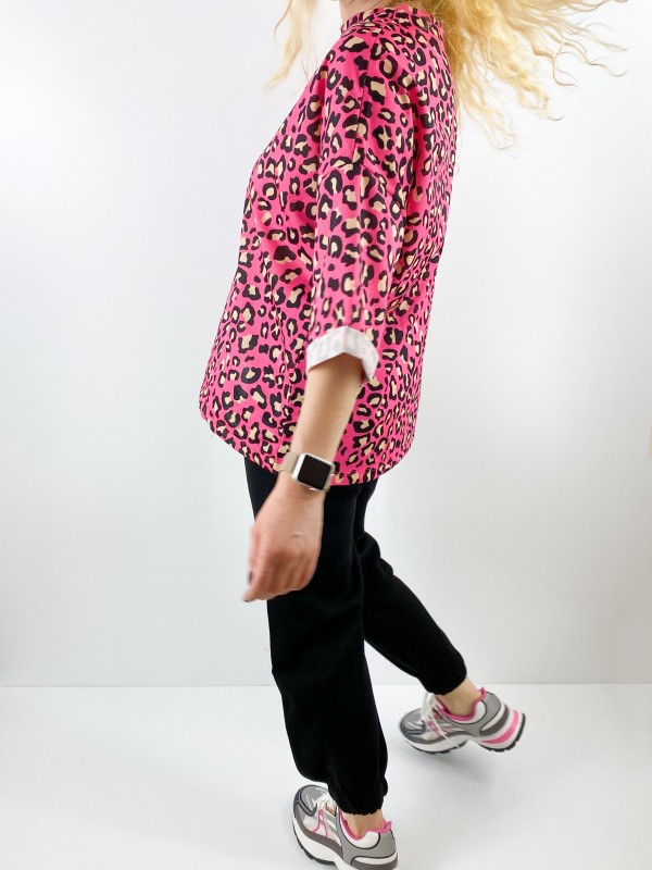 Pembe leopar sweatshirt