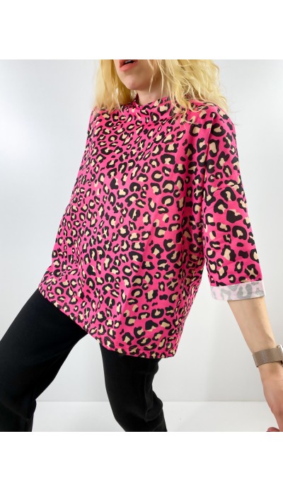 Pembe leopar sweatshirt