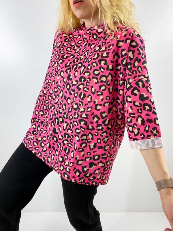 Pembe leopar sweatshirt